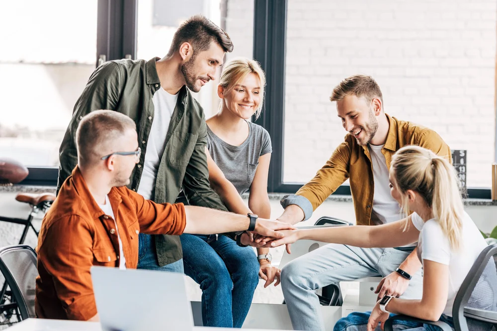 advertising team working together