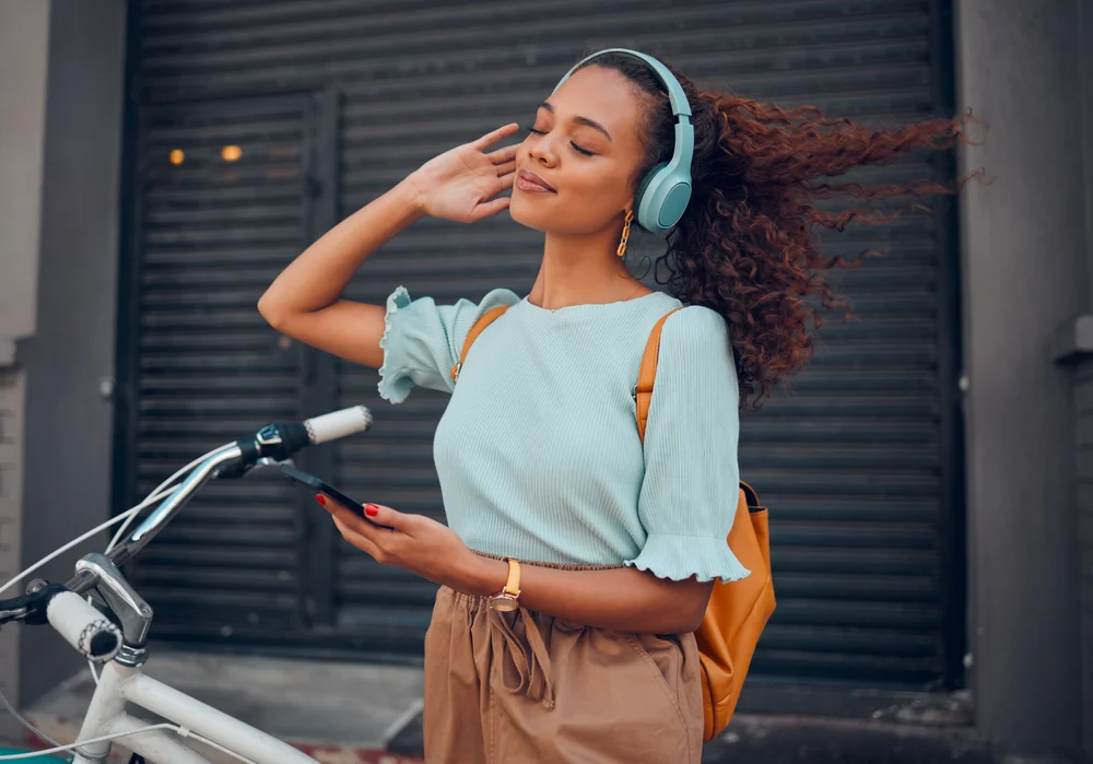 listening to the radio while on a bike