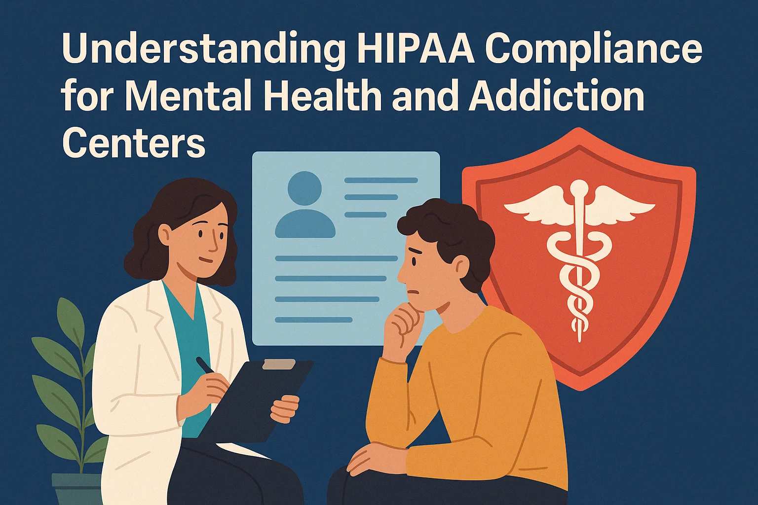 illustration representing hipaa compliance consulting for mental health and addiction centers