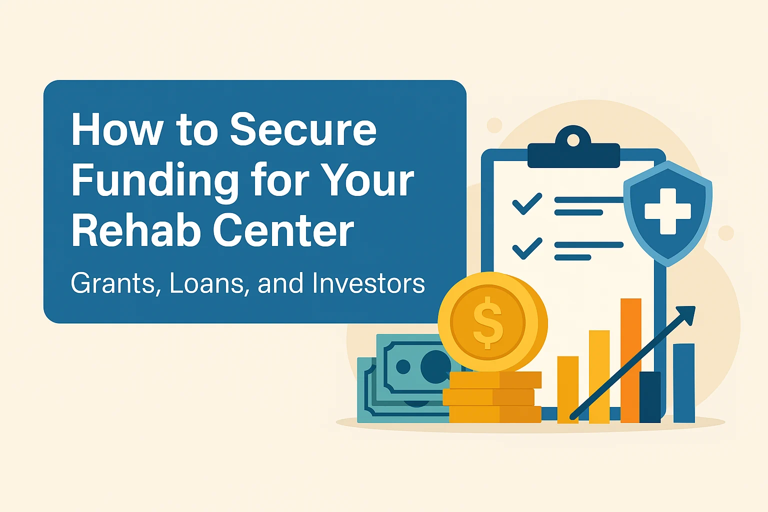 How To Secure Funding For Your Rehab Center - Grants, Loans, And Investors 4 illustration representing drug rehab center funding options, including grants, loans, and investors to support facility growth and sustainability