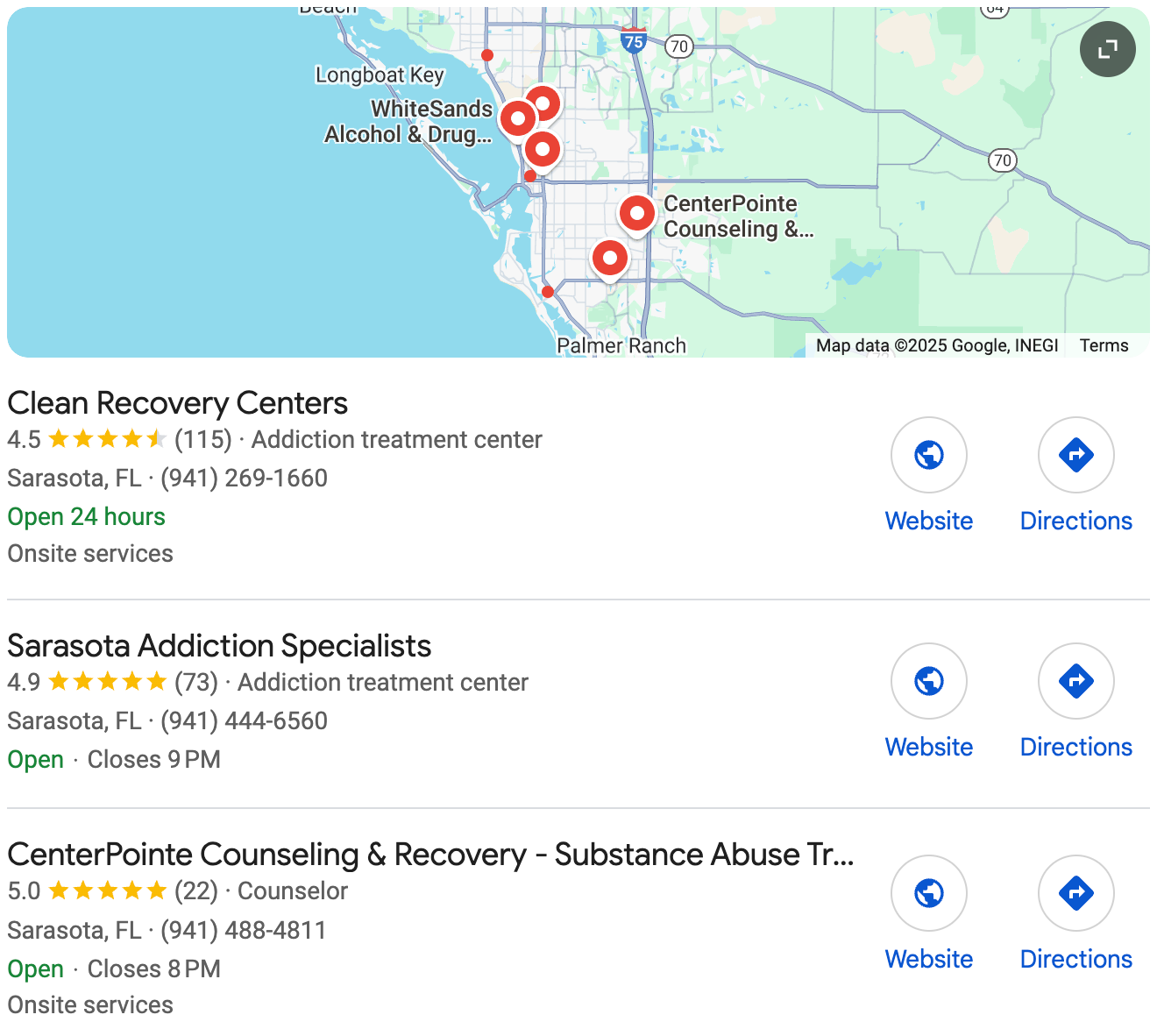 local seo for drug rehab map pack image 1