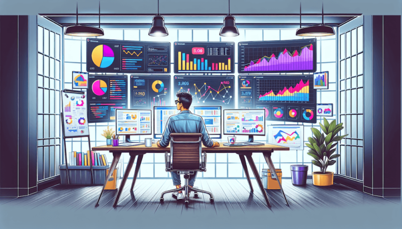 An illustration depicting a PPC expert analyzing campaign data to improve conversions for rehab centers.