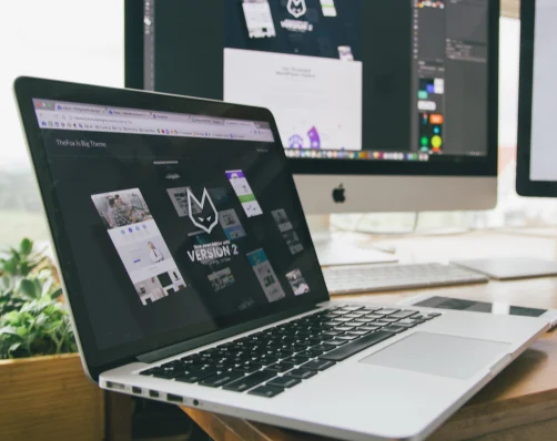 laptop with a design for a new client